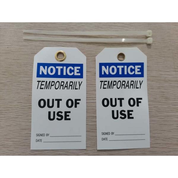 Quality Temporarily Out Of Service Tag 5 3/4 * 3" Vinyl Notice Tag With White / Black for sale