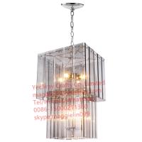 China YL-L1081 Modern 2 Tier Chrome Metal Frame Acrylic Crystal Droplets Ceiling Pendant Light Chandelier factory