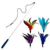 China Retractable Cat Toy , Cat Feather Wand Toy With 1 Pole 7 Attachments Worm Birds Feathers factory
