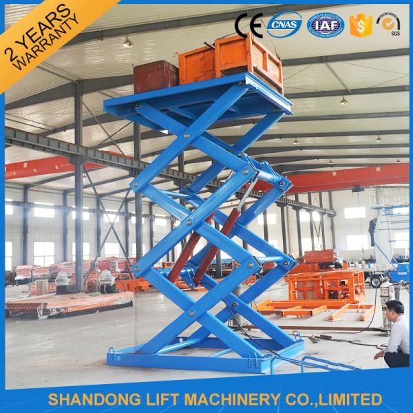 Quality Anti Skid Checkered Plate Stainless Steel Scissor Lift , Fixed Cargo Stationary Hydraulic Lift Platform for sale