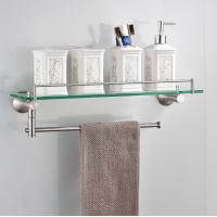 China Single Layer Bathroom Towel Rack  Rectangular Glass Shelf With Towel Bar Shower factory