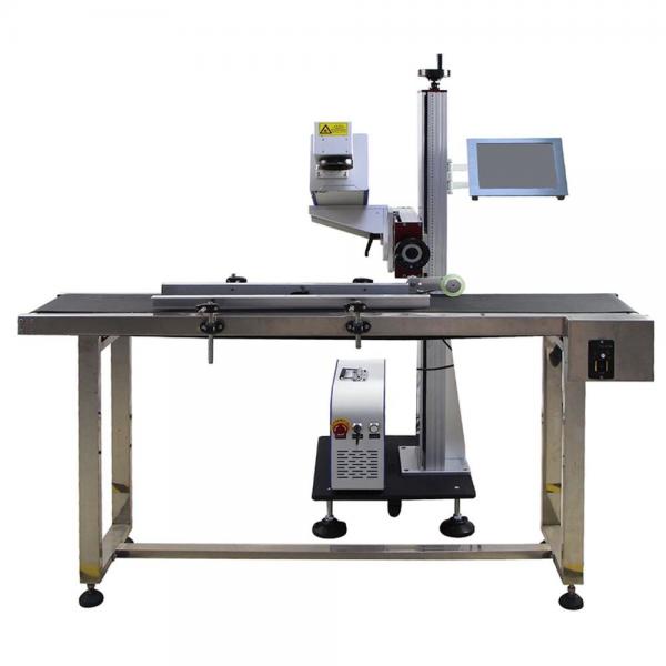 Quality 20w 30w Flying CO2 Laser Marking Machine With Conveyor for sale