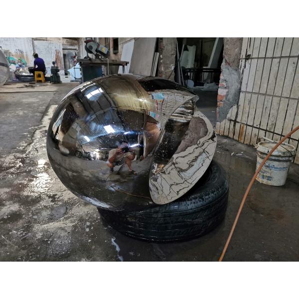 Quality Stainless Steel Abstract Stone Sculpture , Mirror Abstract Yard Sculptures for sale
