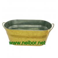 China metallic gold color galvanized oval tub basin beer bucket beer cooler factory