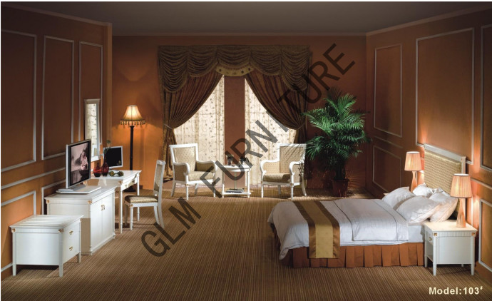 China Customized Solid Wood Bedroom Furniture Sets White Lacquer Finish factory