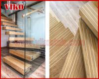 China Floating Staircase VK58S Tread beech ,Railing tempered glass, Handrail beech Stringer,carbon Tempered Glass, factory