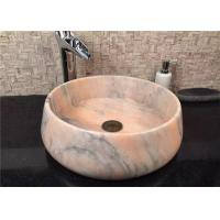 China Pink Marble Nile Beauty Stone Sink Bowl Rounded Edges For Villa Projects factory
