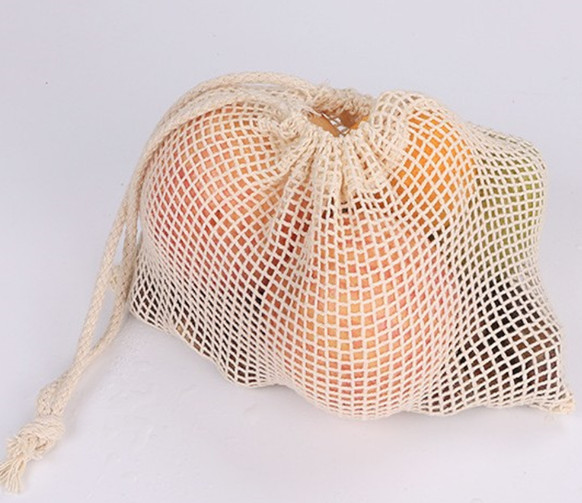 Quality Cream White Cotton Mesh Reusable Mesh Produce Bags With Multi Size Choice for sale