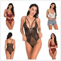China See Through Lace Burgundy Lingerie Bodysuit Sexy Women Jumpsuit Black White Sheer factory