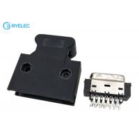 China 26 Pin SCSI Solder Type Buckle Latch Straight Male Connector With Plastic Hood factory
