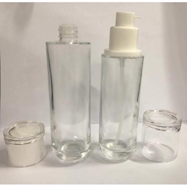Quality Round Recycled Glass Cosmetic Jar and Lotion Bottles Skincare Packaging OEM for sale
