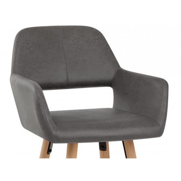 Quality Wooden Dark Grey PU Leather Bar Stool for sale