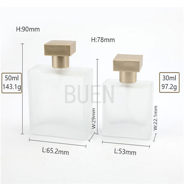 Quality Screw Thread Frosted Perfume Glass Bottle Square Multicolor 1oz for sale