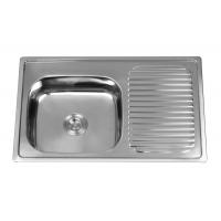 China sS201 Size 80X50cm Kitchen Sink With Drainboard 3 Tap Holes factory