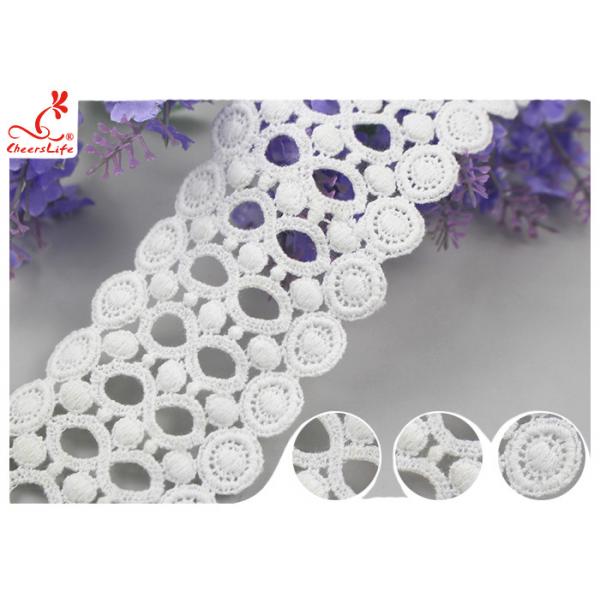 Quality Circle Embroidery Water Soluble Lace With 100% Cotton / Ladder Lace Trim for sale