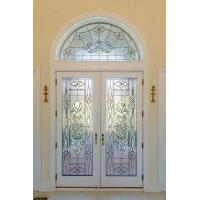 China American Style Entry Door Glass Inserts With Clear Beveled And Patina Caming for sale