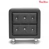 China Crystal Tufted Upholstered Contemporary Bedroom Furniture Faux Leather OdernNightstand factory