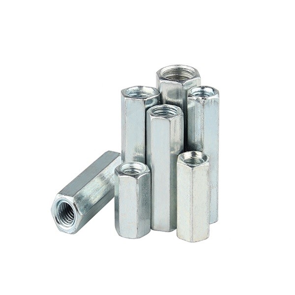Quality SS201 Hex Long Forged Eye Nut DIN6334 Coupling Nut White Zinc Plated for sale