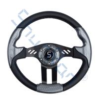 China Golf Cart Aviator 5 Carbon Fiber Grip/Black Spokes Steering Wheel factory