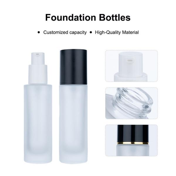 Quality 30ml Empty Foundation Bottle Simplicity Redefined Frosted Glass With Black for sale