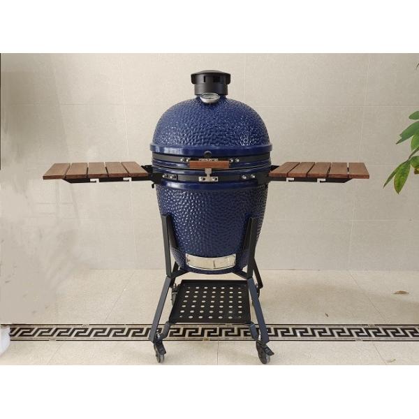 Quality 21.5 Inch SGS Charcoal Kamado Grill , Dark Blue Ceramic Smoker Grill for sale