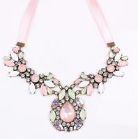 China AMAZON selling models of luxury, fashion big pink flower gemstone necklace factory