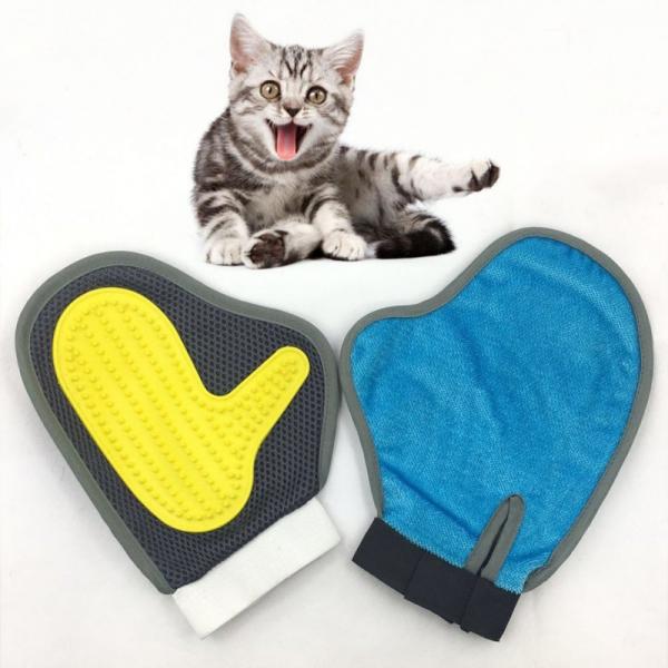 Quality Soft Silicone Grooming Brush Glove Double Purpose Mesh Cat Hair Glove for sale