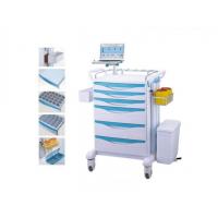 Quality Plastic Body Medical Trolley Cart With Trash Can Two Deep Drawers Easy for sale
