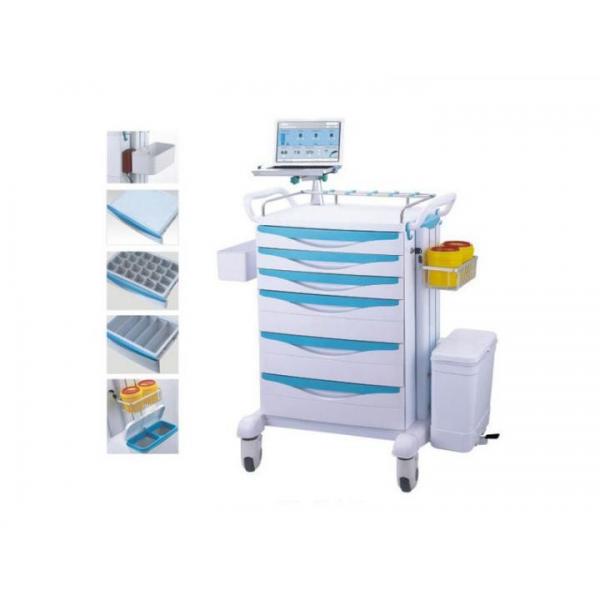 Quality Plastic Body Medical Trolley Cart With Trash Can Two Deep Drawers Easy Installation for sale