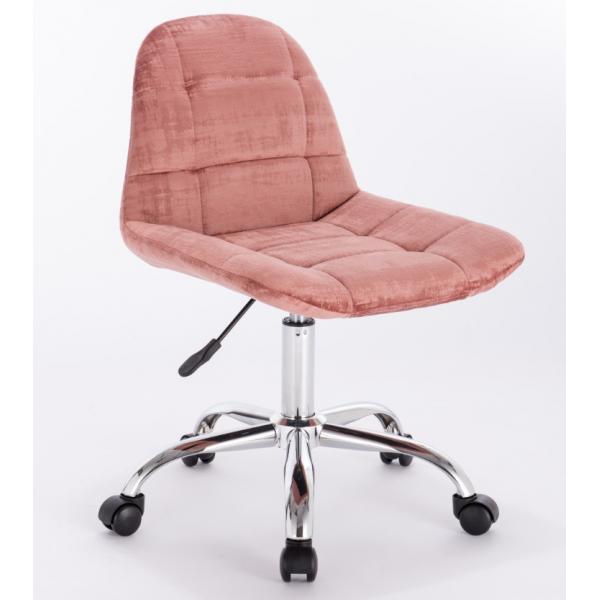 Quality Blush Pink Velvet Upholstered Home Office Chair Wood With Swivel Adjustable Height Leg for sale