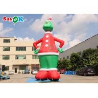 China Green And Red 32.8FT Tall Inflatable Airblown Grinch With Hat Yard Decoration factory