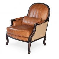 China classic wood chair designs antique wood carved back chair vintage leather club chair factory