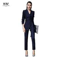 China 2021 Formal Women Uniform Long Sleeve Women's Suits Customized Ladies Office Slim Suit Set factory