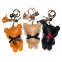 China Bear Handmade Leather Keychain , Printing Logo Cute Bear Keychain for sale