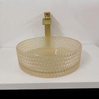 Quality Champagne Glass Vanity Sink Bowl Cylinder Bathroom Crystal Diamond Art for sale
