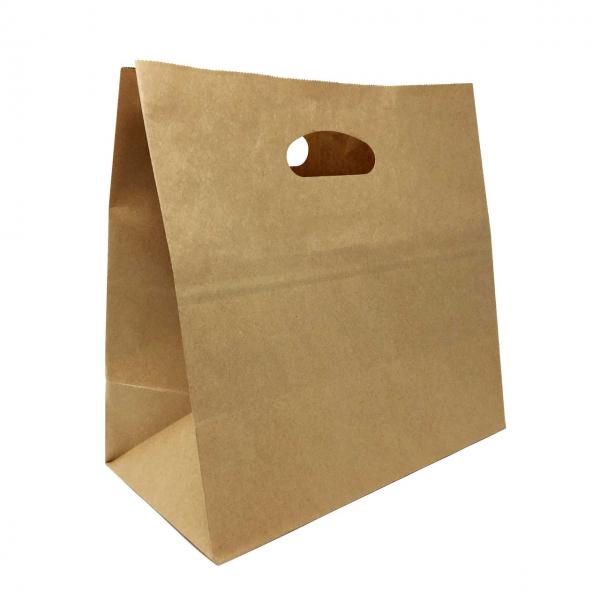 Quality CMYK Printed Custom Brown Kraft Paper Bag With Die Cutting Handle for sale