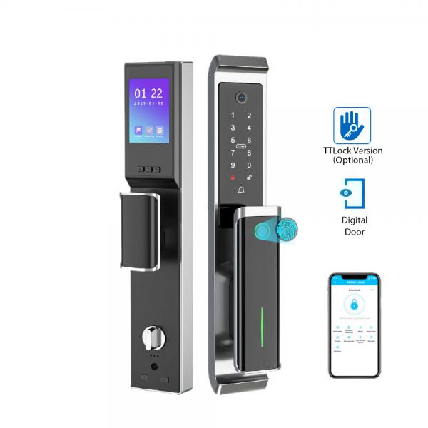 Quality Tuya & TT Lock Smart Digital Door Lock with Camera APP/Fingerprint/Card/ Password/Mechanical Key Verification for sale
