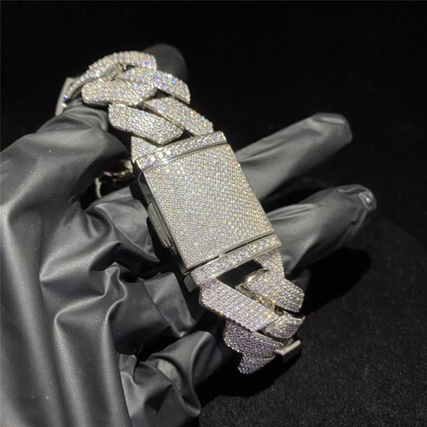 Quality 18mm Vvs Moissanite Hip Hop Cuban Chain Bracelet Claw Setting 925 Sterling for sale