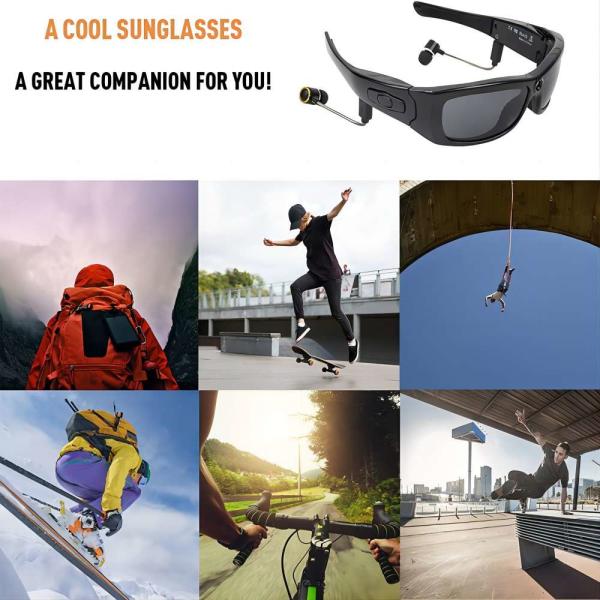 Quality Climbing Snowboarding 1080P Bluetooth Camera Sunglasses Connect With Phone for sale