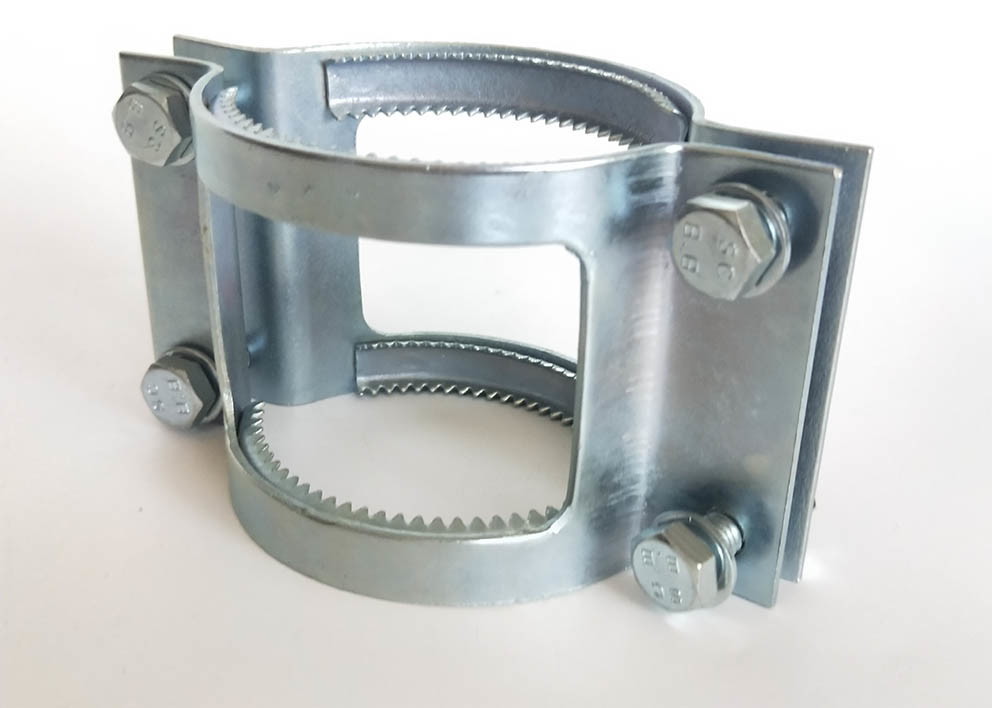China Type A Galvanized Pipe Clamp Couplings Grip Collar Type American Clip Drive Rubber Pipe Clamp for sale