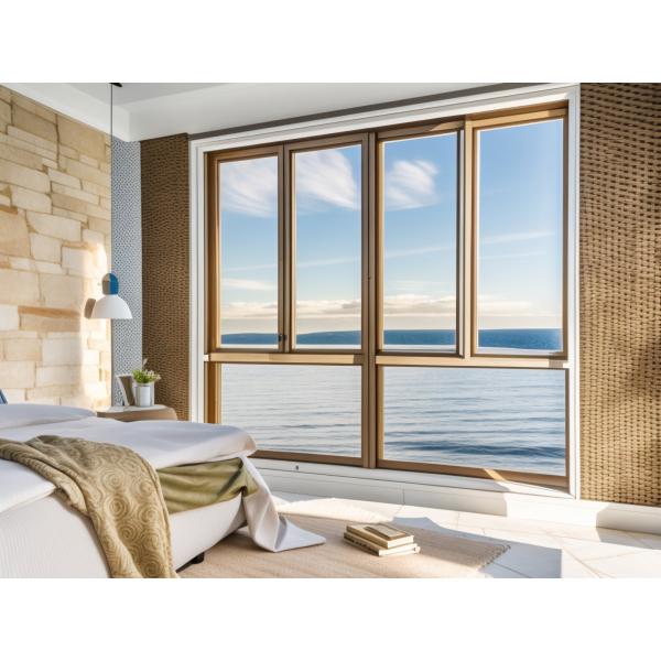 Quality Modern Residential Aluminium Sliding Windows Waterproof Woodgrain Finish for sale