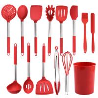 China 14 Pieces Kitchen Cooking Silicone Utensils Set with Stainless Steel Handle Kitchen Tools Set for Nonstick Cookware factory
