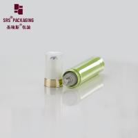 China Empty cosmetic 10ml green color press airless pump plastic roll on bottle factory