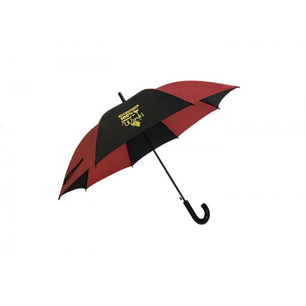 Quality Advertising Auto Open Stick Umbrella J Hook Plastic Handle Black With Red for sale