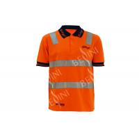 China Safety Long Sleeve Polo Work Shirts , Hi Vis Polo Shirts With Reflective Tape for sale