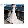 China Unique White Long Sleeve Lace Bridal Gowns Perspective Waist Back Long Fishtail factory