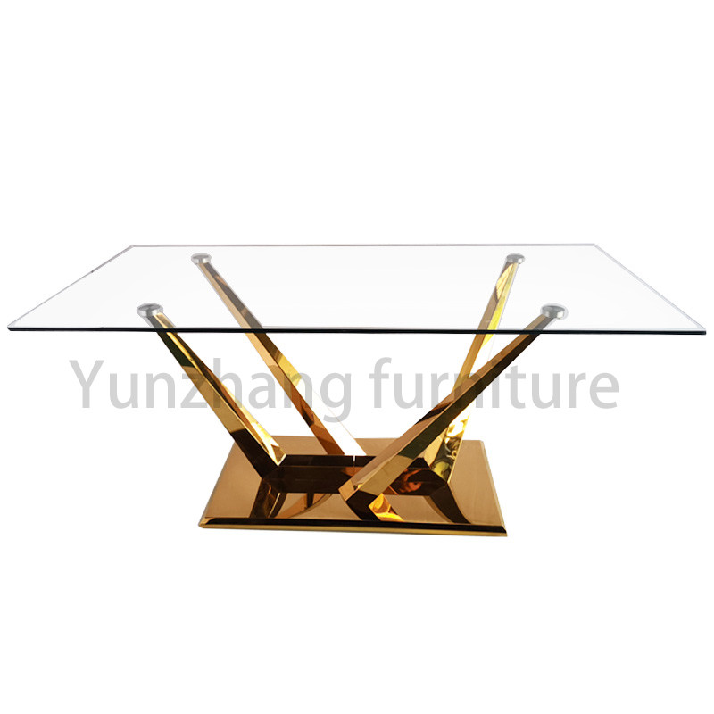 China Meridian Furniture Modern Glass Dining Table With Glass And Metal Base factory