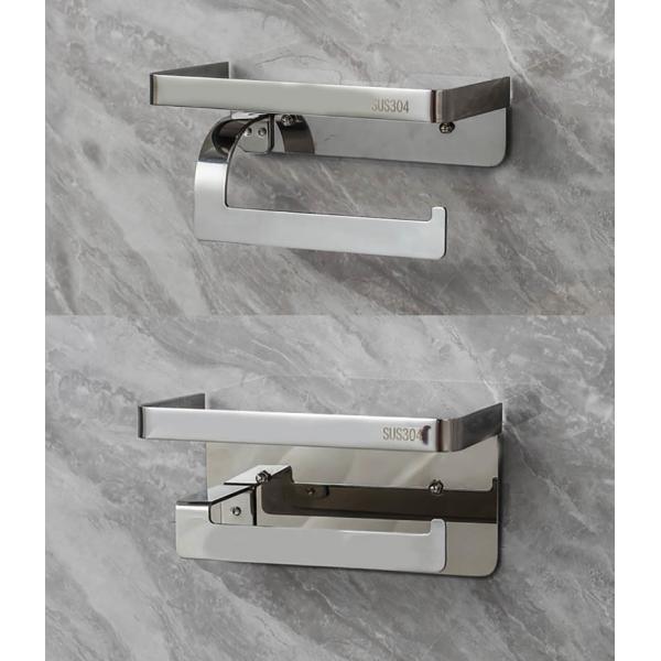 Quality Adhesive Stainless Steel Toilet Paper Dispenser With Shelf Polished Chrome Color for sale
