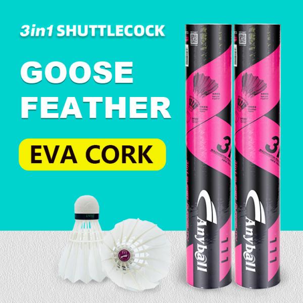 Quality 3in1 Durable Stable Goose Feather Badminton Shuttlecock For Sports Training for sale