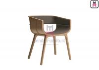 China Modern Bowed Bentwood Wood Restaurant Chairs Upholstered Leather With Armrest factory